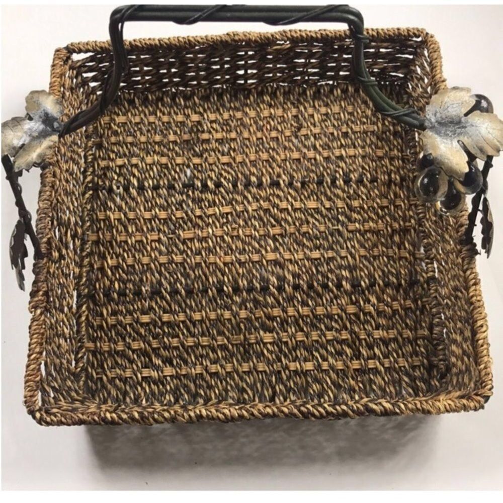 Chic Woven Basket Tote with Floral Accents